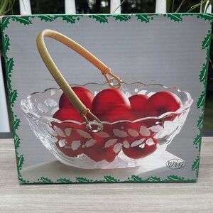 Vintage WP&G holiday bouquet crystal basket in original box